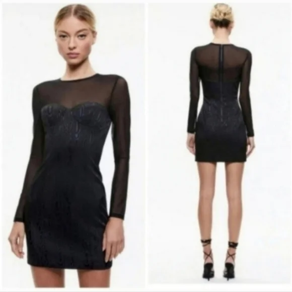 Alice + Olivia Women's Takako Crewneck Mini Dress Size 0 NWT - Picture 3 of 13